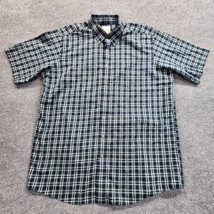Vintage LL Bean Mens Flannel Shirt Blue Green plaid Size XXL Tall Long Sleeve